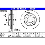 ATE 428309 brake disc 24.0128-0309.1, set of 2, set of 2 - Brake Disc