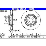 ATE 428184 brake disc 24.0128-0184.1, set of 2, set of 2 - Brake Disc