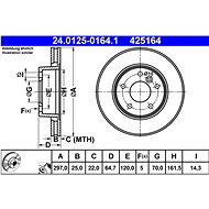 ATE 425164 brake disc 24.0125-0164.1, set of 2, set of 2 - Brake Disc
