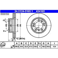 ATE 424165 brake disc 24.0124-0165.1, set of 2, set of 2 - Brake Disc