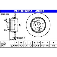 ATE 410293 brake disc 24.0110-0293.1, set of 2, set of 2 - Brake Disc