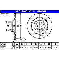 ATE 420247 brake disc 24.0120-0247.1, set of 2, set of 2 - Brake Disc