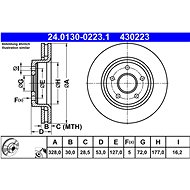 ATE 430223 brake disc 24.0130-0223.1, set of 2, set of 2 - Brake Disc