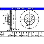 ATE 420251 brake disc 24.0120-0251.1, set of 2, set of 2 - Brake Disc