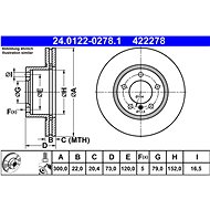 ATE 422278 brake disc 24.0122-0278.1, set of 2, set of 2 - Brake Disc