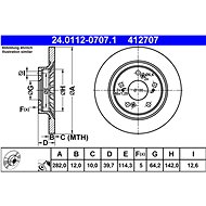 ATE 412707 brake disc 24.0112-0707.1, set of 2, set of 2 - Brake Disc
