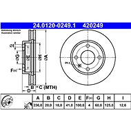 ATE 420249 brake disc 24.0120-0249.1, set of 2, set of 2 - Brake Disc