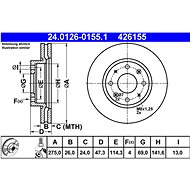 ATE 426155 brake disc 24.0126-0155.1, set of 2, set of 2 - Brake Disc