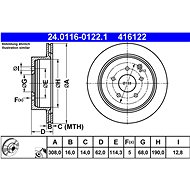ATE 416122 brake disc 24.0116-0122.1, set of 2, set of 2 - Brake Disc