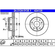 ATE 424138 brake disc 24.0124-0138.1, set of 2, set of 2 - Brake Disc