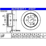 ATE 410317 brake disc 24.0110-0317.1, set of 2, set of 2 - Brake Disc