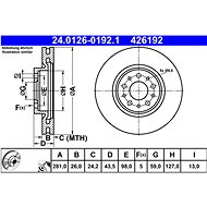 ATE 426192 brake disc 24.0126-0192.1, set of 2, set of 2 - Brake Disc
