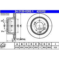 ATE 420202 brake disc 24.0120-0202.1, set of 2, set of 2 - Brake Disc