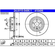 ATE 410406 brake disc 24.0110-0406.1, set of 2, set of 2 - Brake Disc