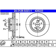 ATE 428223 brake disc 24.0128-0223.1, set of 2, set of 2 - Brake Disc