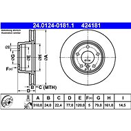 ATE 424181 brake disc 24.0124-0181.1, set of 2, set of 2 - Brake Disc