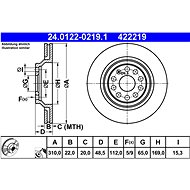 ATE 422219 brake disc 24.0122-0219.1, set of 2, set of 2 - Brake Disc