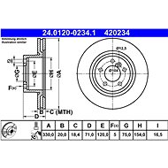 ATE 420234 brake disc 24.0120-0234.1, set of 2, set of 2 - Brake Disc