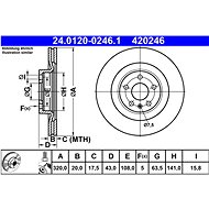 ATE 420246 brake disc 24.0120-0246.1, set of 2, set of 2 - Brake Disc