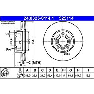 ATE brake disc 24.0325-0114.1, set of 2, set of 2 - Brake Disc