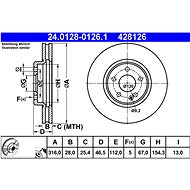 ATE 428126 brake disc 24.0128-0126.1, set of 2, set of 2 - Brake Disc