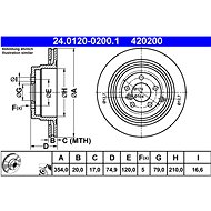 ATE 420200 brake disc 24.0120-0200.1, set of 2, set of 2 - Brake Disc