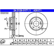ATE 426171 brake disc 24.0126-0171.1, set of 2, set of 2 - Brake Disc