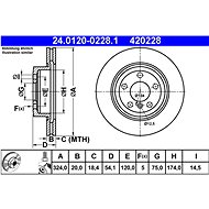 ATE 420228 brake disc 24.0120-0228.1, set of 2, set of 2 - Brake Disc