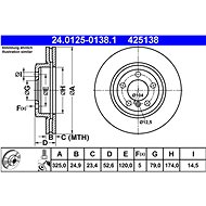 ATE 425138 brake disc 24.0125-0138.1, set of 2, set of 2 - Brake Disc