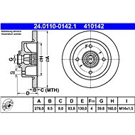 ATE 410142 brake disc 24.0110-0142.1, set of 2, set of 2 - Brake Disc
