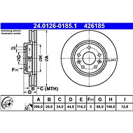 ATE 426185 brake disc 24.0126-0185.1, set of 2, set of 2 - Brake Disc