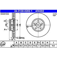 ATE 430202 brake disc 24.0130-0202.1, set of 2, set of 2 - Brake Disc