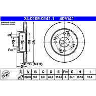 ATE 409141 brake disc 24.0109-0141.1, set of 2, set of 2 - Brake Disc