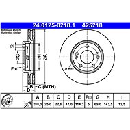 ATE 425218 brake disc 24.0125-0218.1, set of 2, set of 2 - Brake Disc