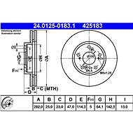 ATE 425183 brake disc 24.0125-0183.1, set of 2, set of 2 - Brake Disc