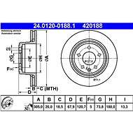 ATE 420188 brake disc 24.0120-0188.1, set of 2, set of 2 - Brake Disc