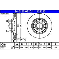 ATE 422220 brake disc 24.0122-0220.1, set of 2, set of 2 - Brake Disc