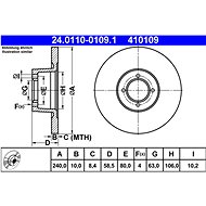 ATE 410109 brake disc 24.0110-0109.1, set of 2, set of 2 - Brake Disc
