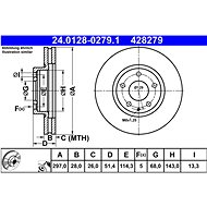 ATE 428279 brake disc 24.0128-0279.1, set of 2, set of 2 - Brake Disc