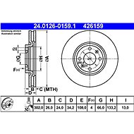 ATE 426159 brake disc 24.0126-0159.1, set of 2, set of 2 - Brake Disc