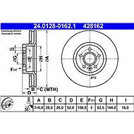 ATE 428162 brake disc 24.0128-0162.1, set of 2, set of 2 - Brake Disc