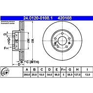ATE 420108 brake disc 24.0120-0108.1, set of 2, set of 2 - Brake Disc