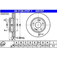 ATE 426157 brake disc 24.0126-0157.1, set of 2, set of 2 - Brake Disc