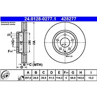 ATE 428277 brake disc 24.0128-0277.1, set of 2, set of 2 - Brake Disc