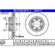 ATE 432111 brake disc 24.0132-0111.1, set of 2, set of 2 - Brake Disc