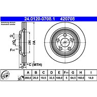 ATE 420708 brake disc 24.0120-0708.1, set of 2, set of 2 - Brake Disc
