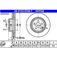 ATE 432144 brake disc 24.0132-0144.1, set of 2, set of 2 - Brake Disc