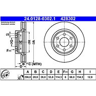 ATE 428302 brake disc 24.0128-0302.1, set of 2, set of 2 - Brake Disc