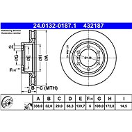ATE 432187 brake disc 24.0132-0187.1, set of 2, set of 2 - Brake Disc