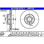 ATE 426115 brake disc 24.0126-0115.1, set of 2, set of 2 - Brake Disc